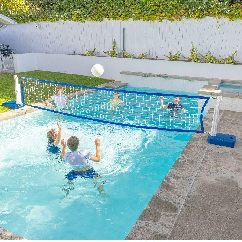 Blue and White 2-in-1 Pool Basketball Hoop & Volleyball Net Set