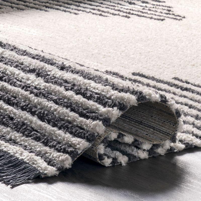 Beige and Gray 4' x 6' Reversible Shag Area Rug