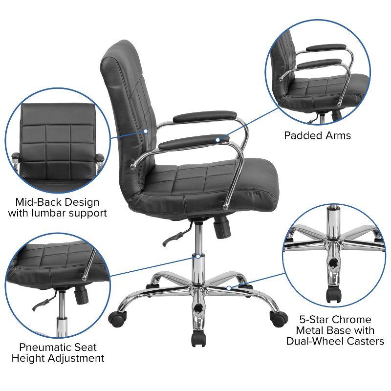 Mid-Back Black Vinyl Executive Swivel Office Chair with Chrome Base