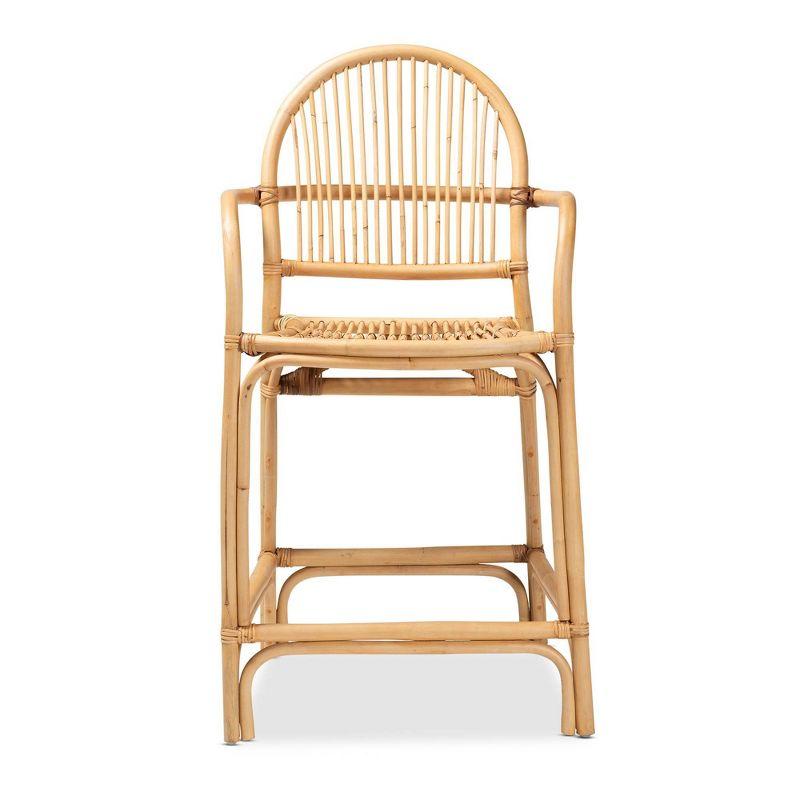 Tugera Rattan Counter Height Barstool Natural/Brown - bali & pari: Handcrafted, No Assembly Required