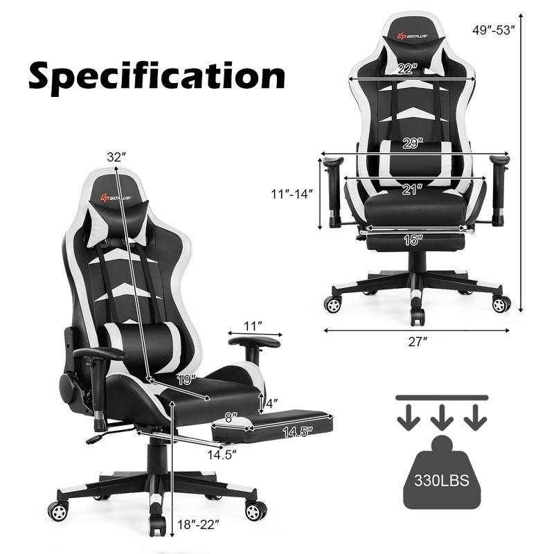 Costway Massage Gaming Chair Reclining Swivel Racing Office Chair with Footrest White