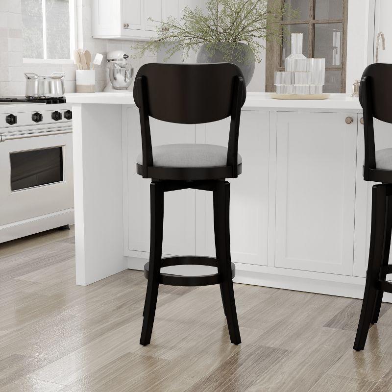 31" Sloan Swivel Barstool Black/Gray - Hillsdale Furniture: Upholstered, Matte Finish, Wood Legs, Foam Padded