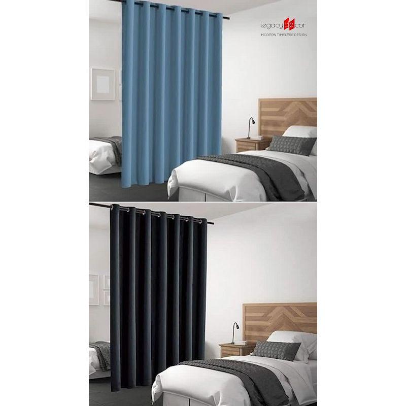 Blackout Room Divider Panel Privacy Partition Heavyweight Premium Fabric Thermal Insulated Grommet Top Black Color 48 W X 84 L Inches