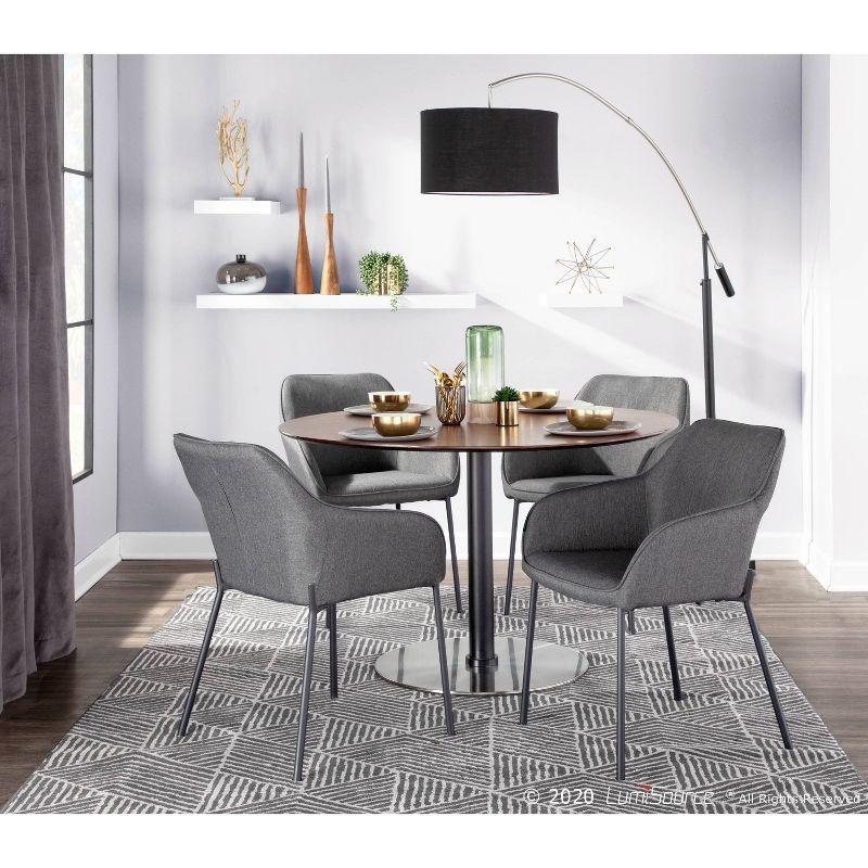 Set of 2 Daniella Contemporary Dining Chairs Charcoal Gray - LumiSource: Upholstered, Metal Legs, Floor Protectors