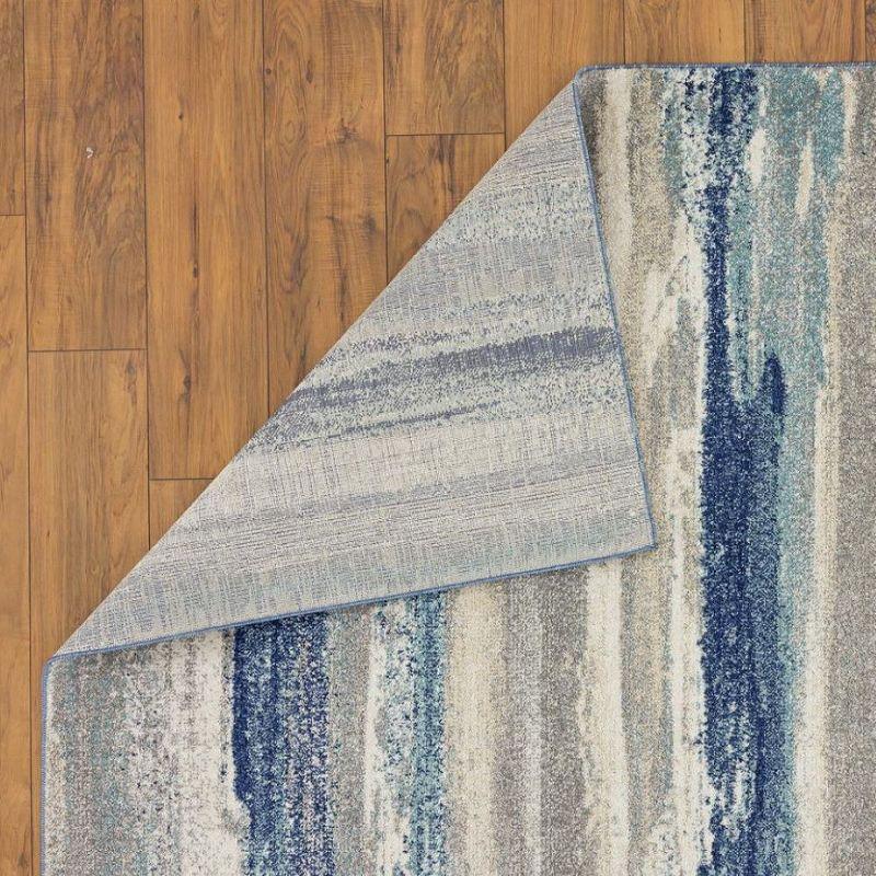 Coastal Bliss Blue Abstract 8' x 10' Easy-Care Synthetic Area Rug