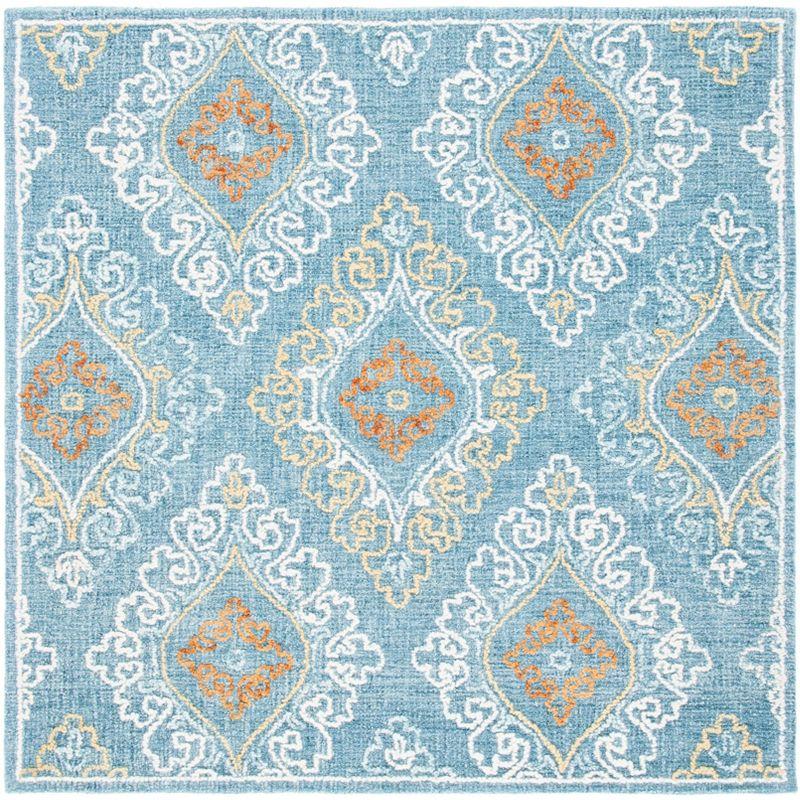 Blossom BLM606 Hand Tufted Area Rug - Blue/Yellow - 6'x6' - Safavieh.