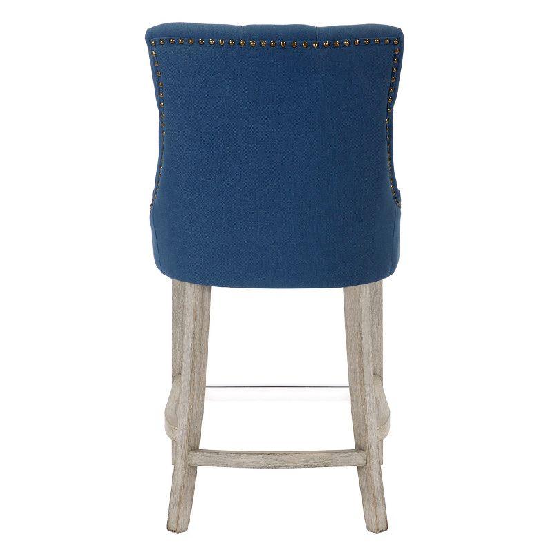 WestinTrends 24" Linen Fabric Tufted Buttons Upholstered Wingback Counter Stool