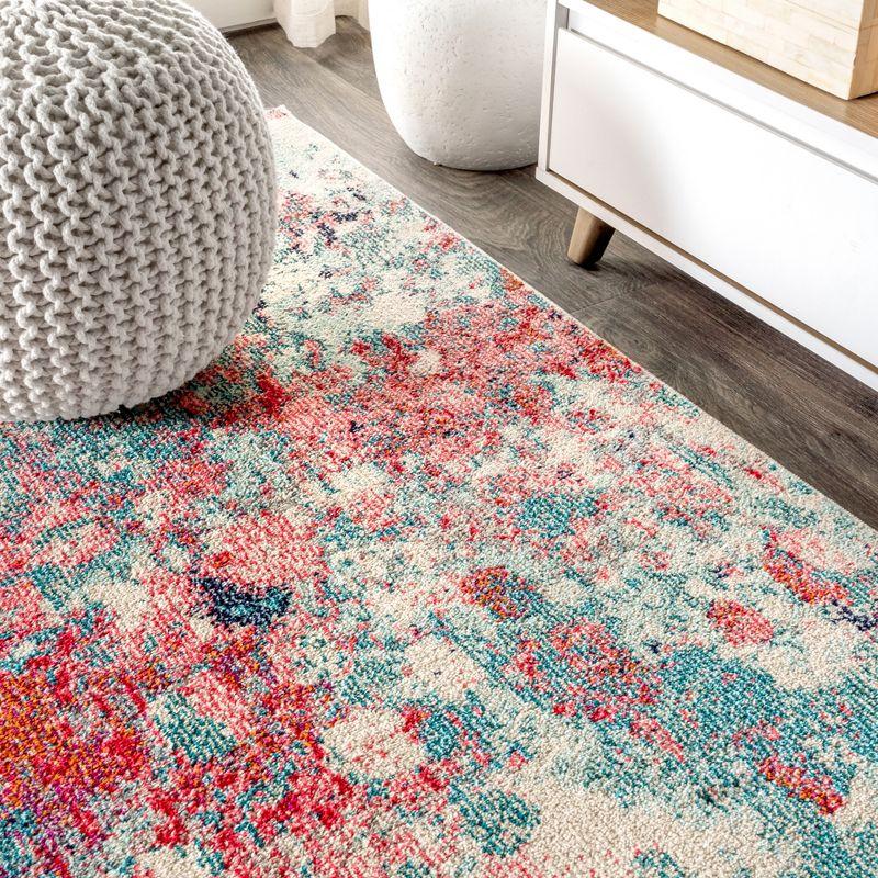 5'x8' Contemporary POP Modern Abstract Area Rug, Blue/Red - JONATHAN Y