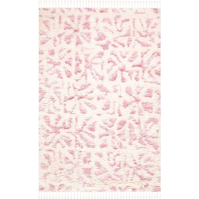 Manhattan MAN460 Hand Knotted Indoor Area Rug - Ivory/Pink - 8'x10' - Safavieh