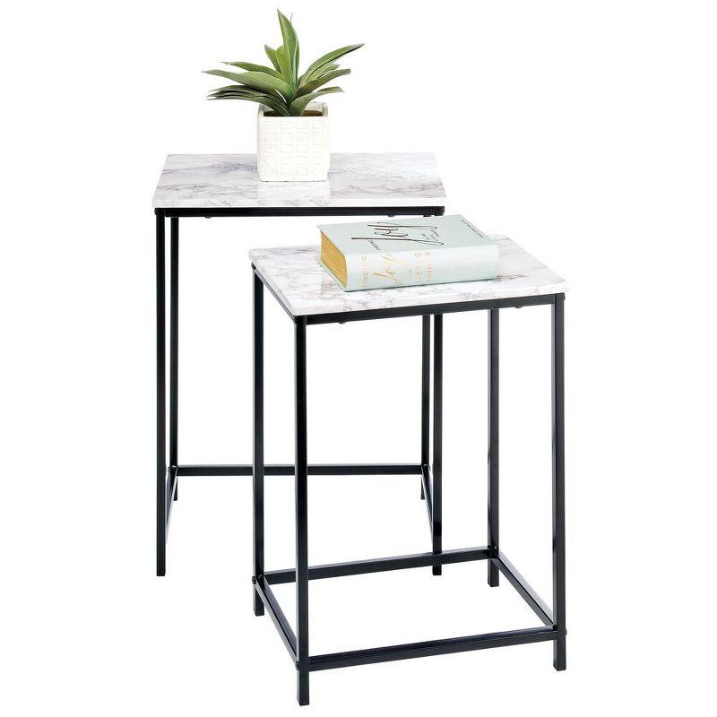 mDesign Modern Home Decor, Metal Wood End Table