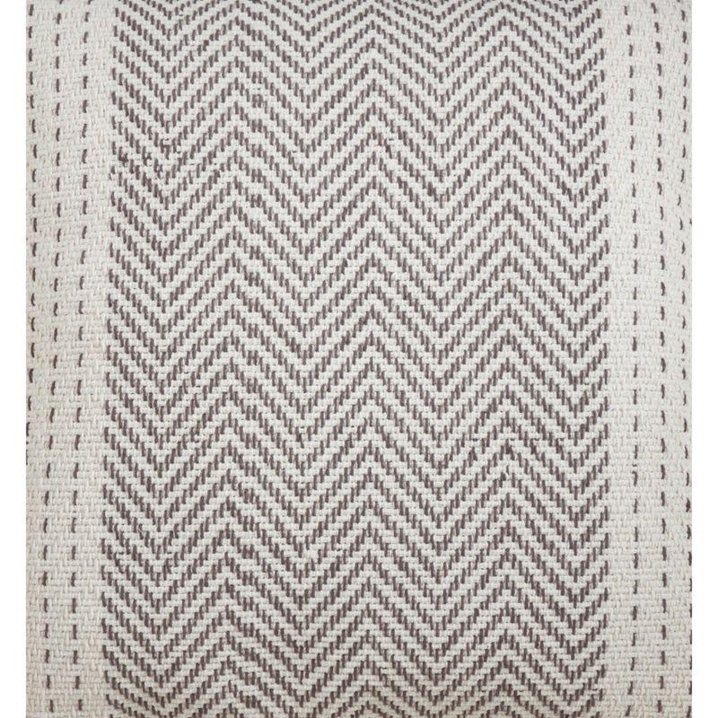 Gray Cotton Kantha Stitch Table Runner with Fringe