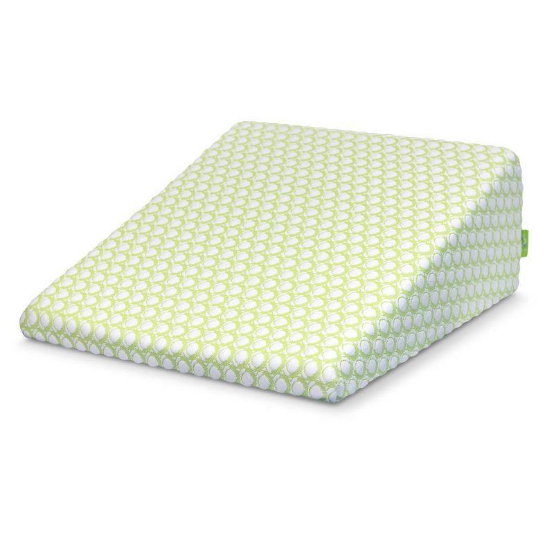 Green and White Memory Foam Wedge Pillow with Bamboo Cover