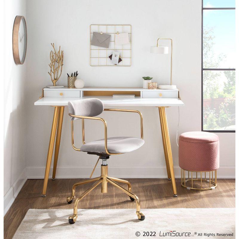 Demi Velvet/Metal Task Chair Gold/Silver - LumiSource