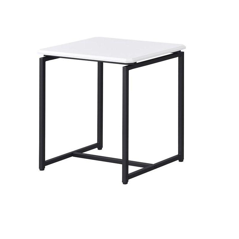 HOMLUX 3 PCS Coffee Table Set Sofa Side Table with 2 Square End Table,White
