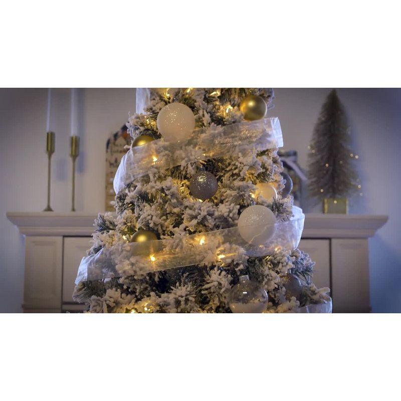 Best Choice Products Pre-Lit Artificial Snow Flocked Pencil Christmas Tree Holiday Decoration