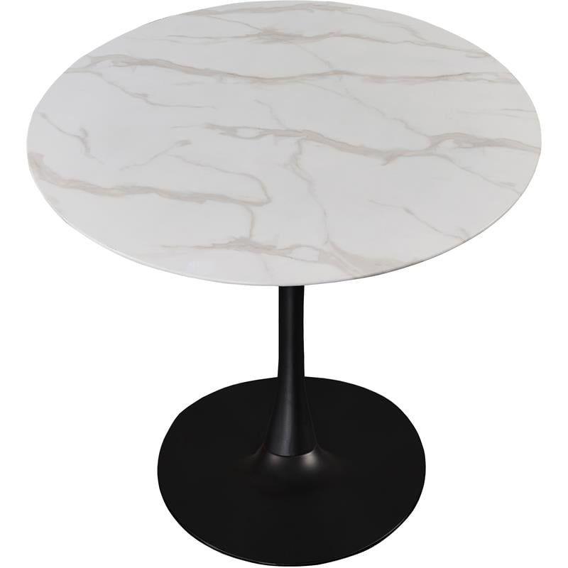 Tulip Round Faux Marble Dining Table with Matte Black Base-Meridian Furniture