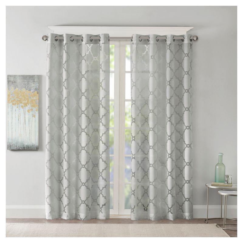 Eden Fretwork Burnout Sheer Curtain Panel