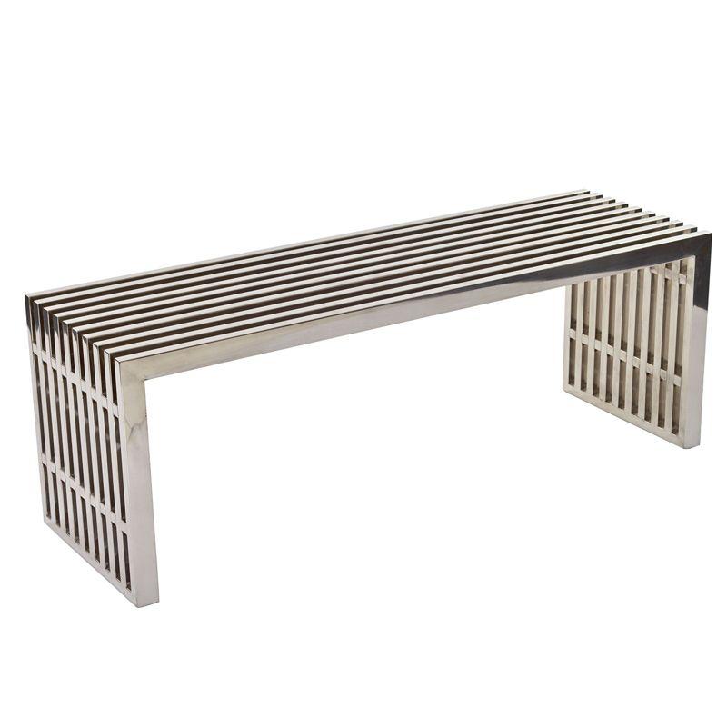 Gridiron Medium Stainless Steel Bench Silver - Modway: No Assembly, 495lb Capacity, 46.5" Width