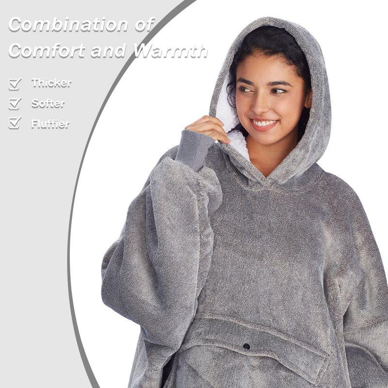 Catalonia Oversized Hoodie Blanket Sweatshirt, Warm Sherpa Giant Pullover with Front Pocket for Men Women