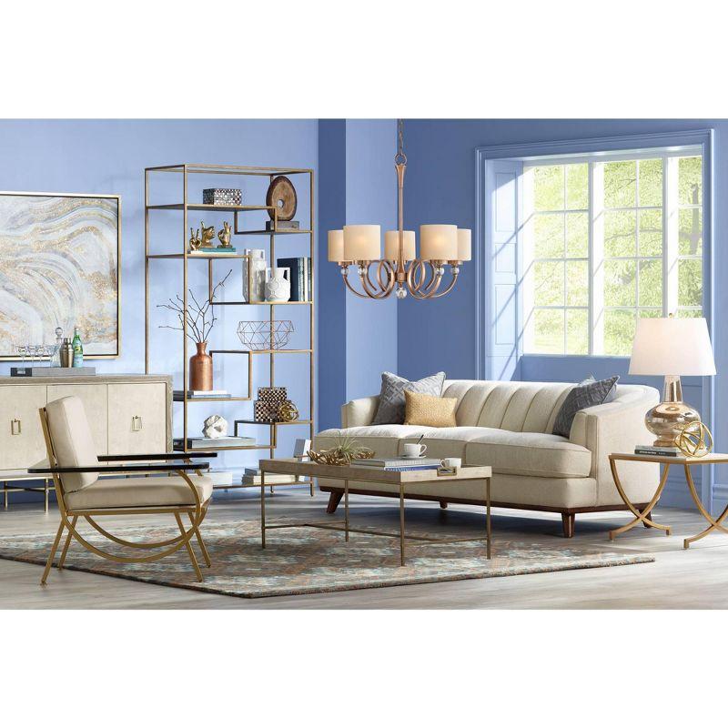 Uttermost Modern Glam Gold Leaf Round Accent Table 19 1/2" Wide Mirrored Tray Tabletop for Living Room Bedroom Bedside Entryway