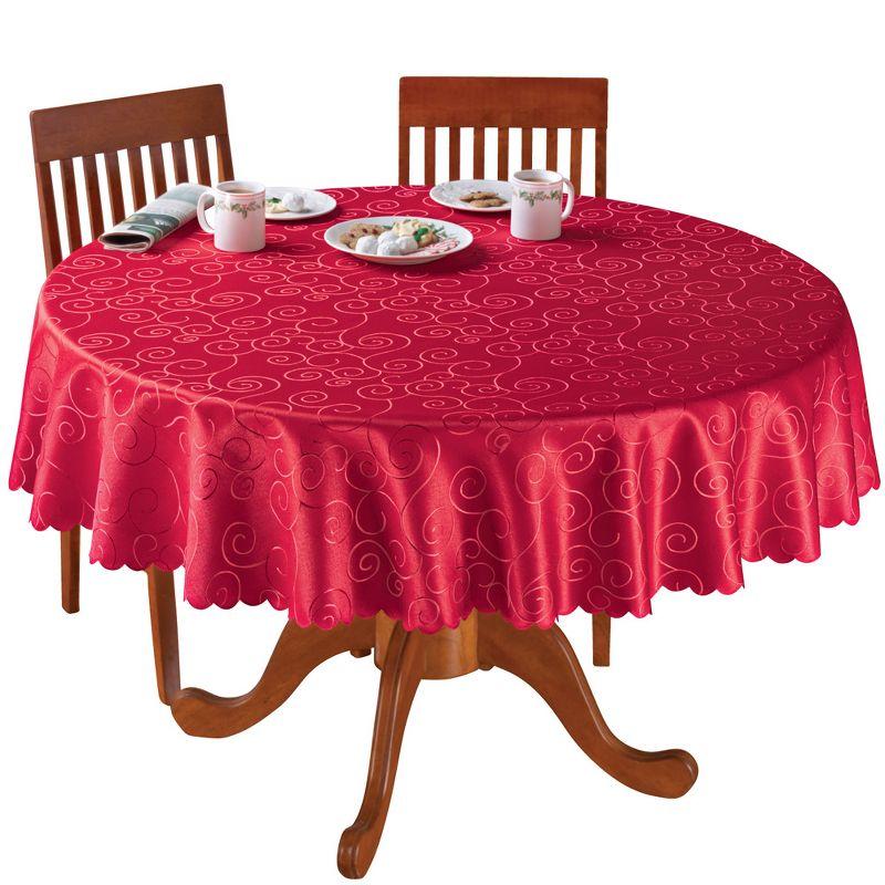 Collections Etc Fancy Scroll Scalloped Edge Festive Tablecloth