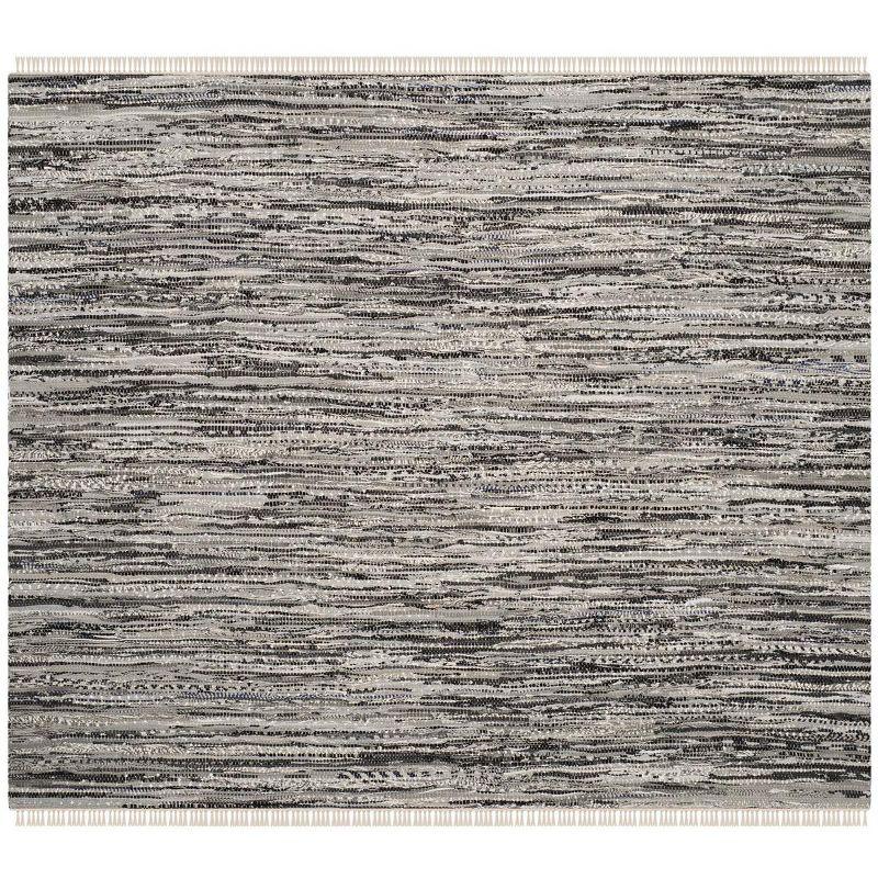 Rag Rug RAR128 Hand Woven Indoor Area Rug - Grey - 4'x4' - Safavieh.