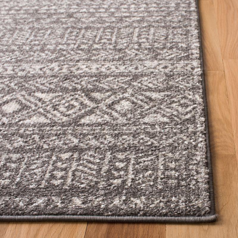 Dark Grey and Ivory Synthetic Easy Care Rectangular Rug