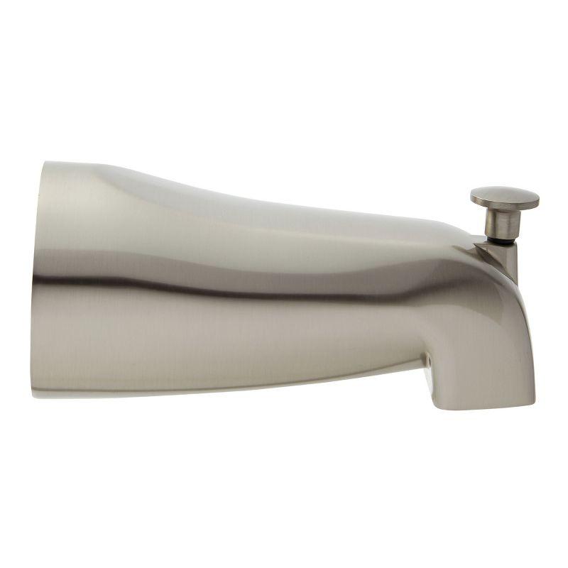 Built Industrial Brushed Nickel Bathtub Spout with Diverter, Tub Faucet with Slip-Fit Connection, 2.5 x 5 In