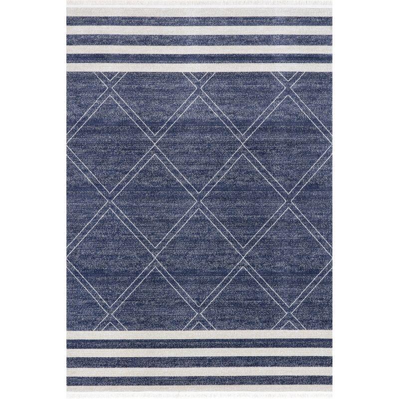 Nuloom Roberge Trellis 3x5 Indoor/Outdoor Accent Rug for Living Room Patio Deck Front Porch Entryway Kitchen, Navy/Ivory