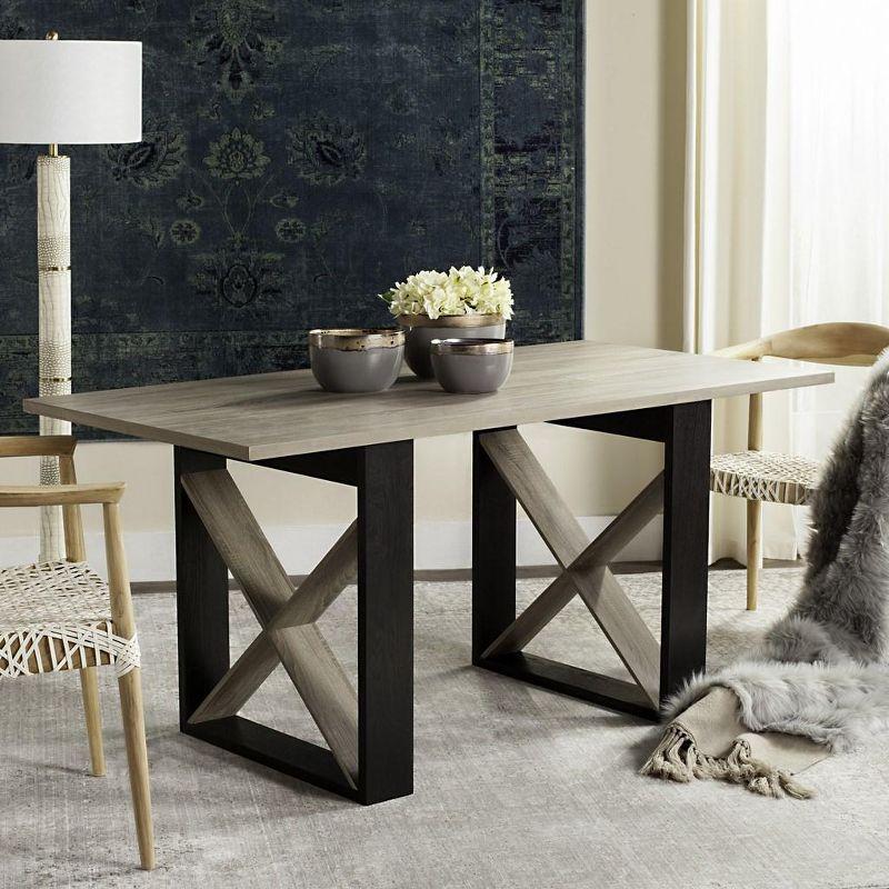 Park Avenue Inspired Light Grey Rectangular Wood Dining Table