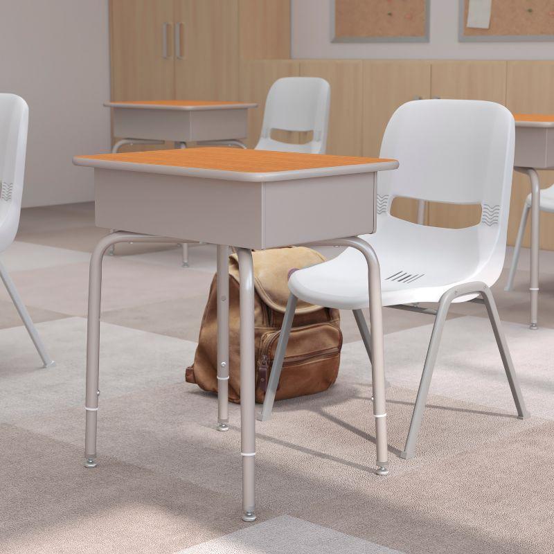 Flash Furniture Goddard Height-Adjustable Open Front Student Desk with Metal Book Box