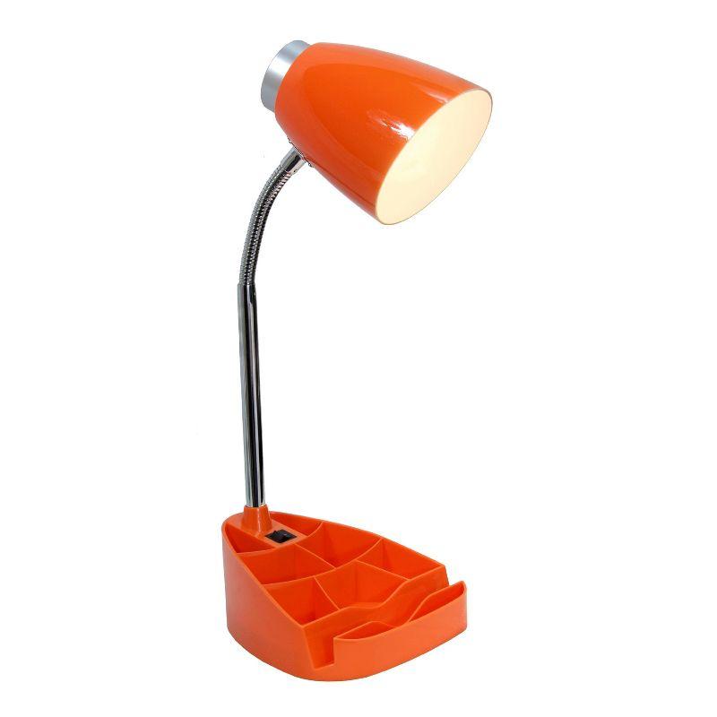 Creekwood Home 18.5" Flexible Gooseneck Organizer Desk Lamp with Phone/iPad/Tablet Stand Orange