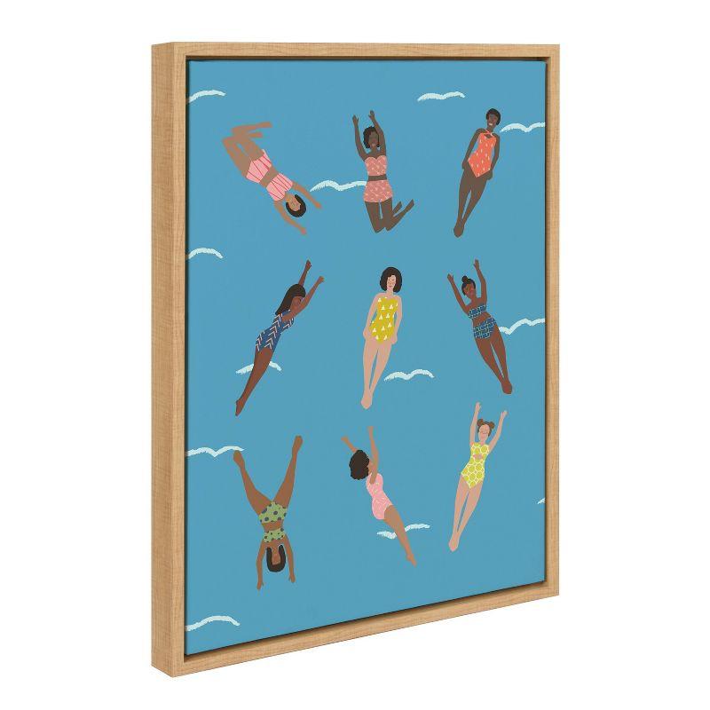 18" x 24" Sylvie Swimmers Framed Canvas by Queenbe Monyei Natural - Kate & Laurel All Things Decor