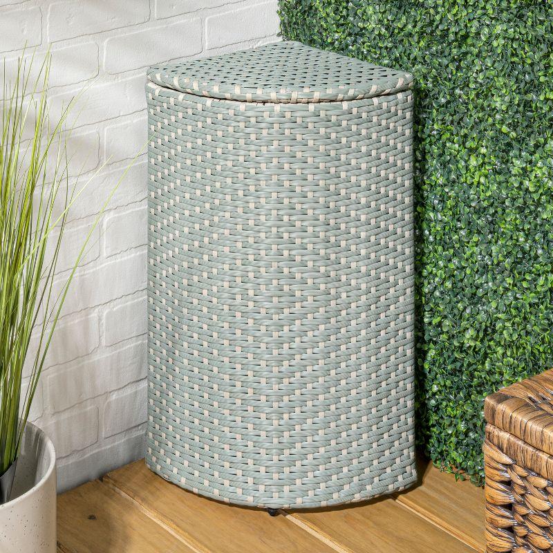 Chloe 15.56-Gallon All-Weather Wicker/Metal Corner Hideaway Outdoor Trash Can