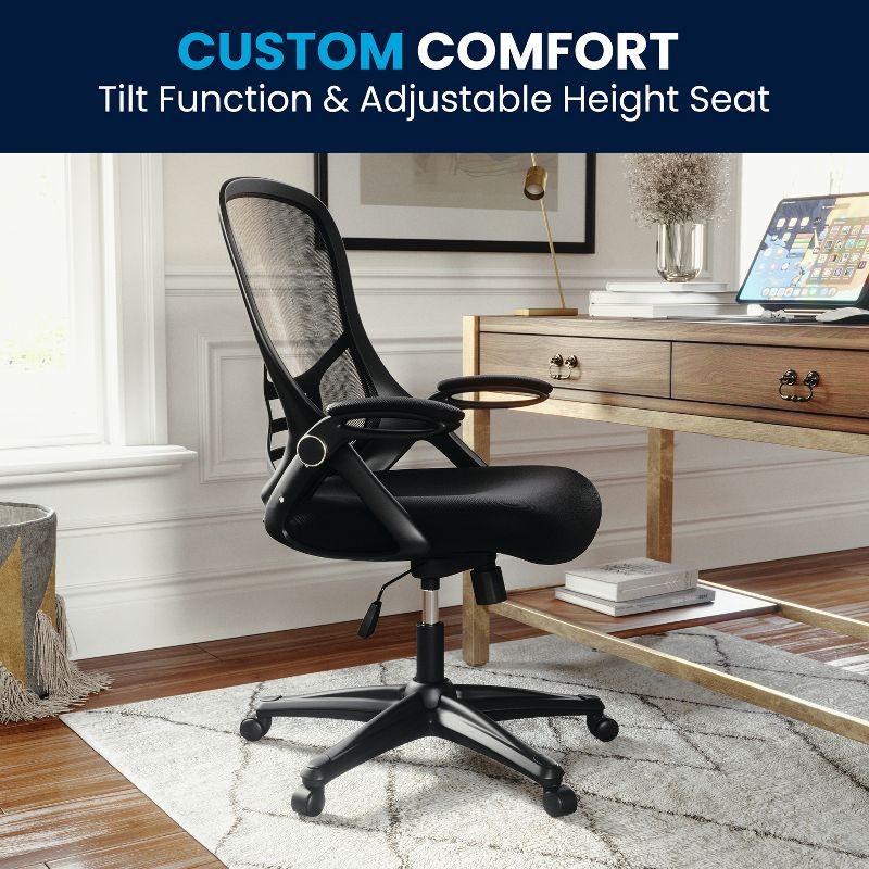 Ergonomic High-Back Black Mesh Swivel Office Chair with Adjustable Arms