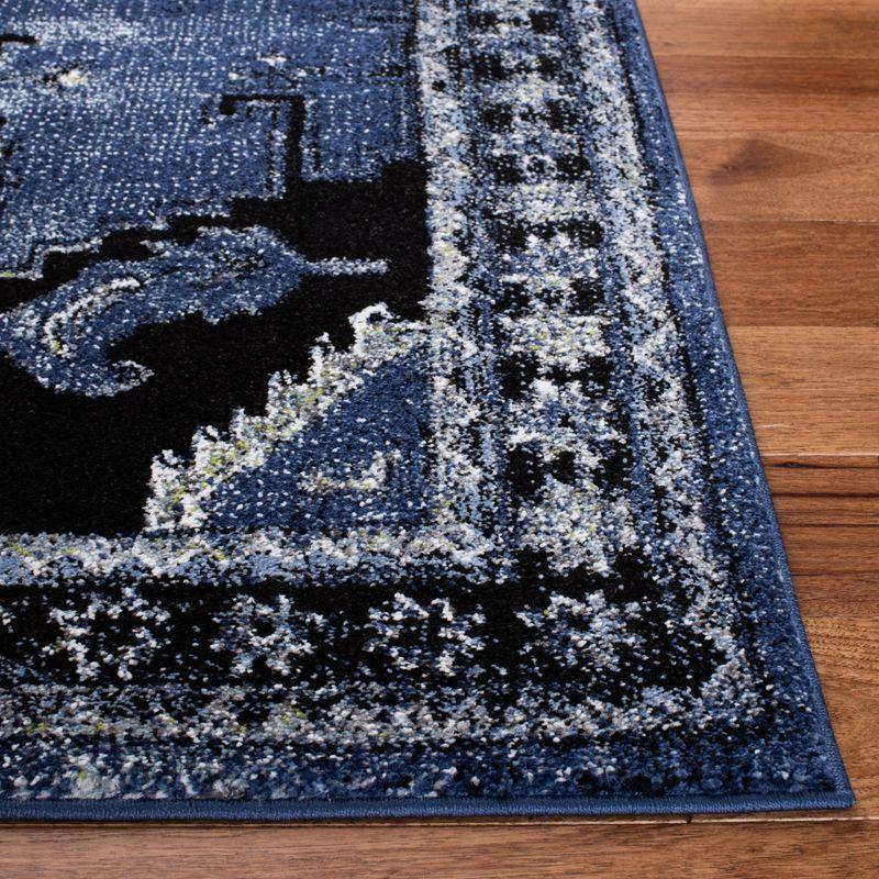 Elysian Blue-Black Hand-Knotted Easy-Care Synthetic Area Rug