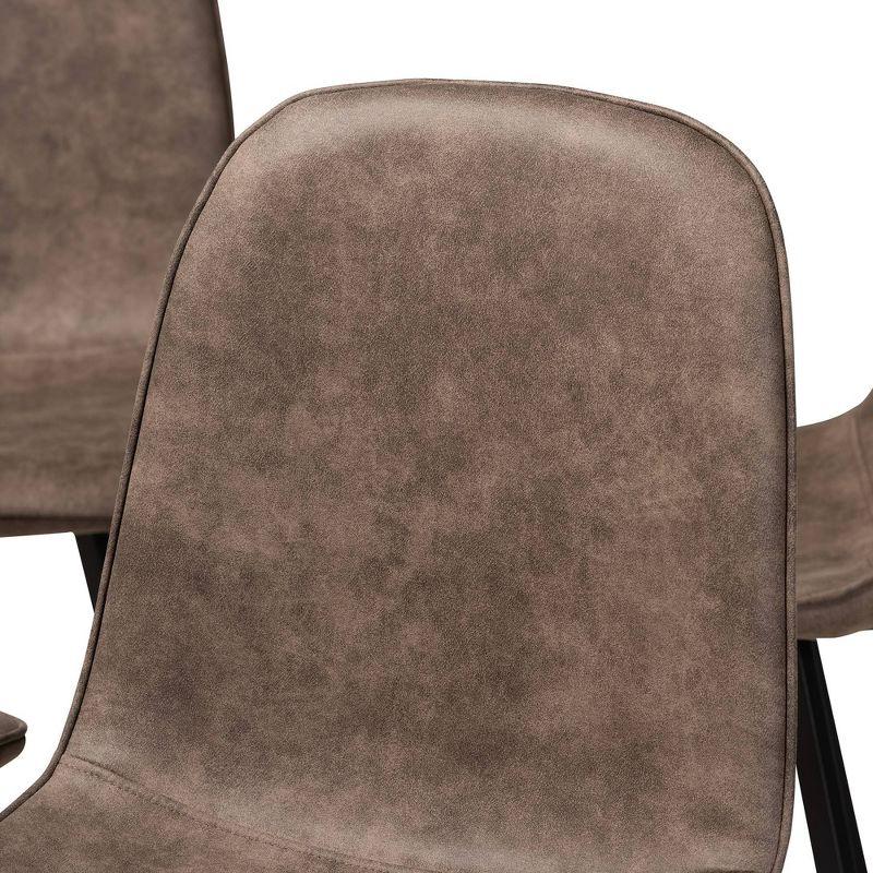 Set of 4 Filicia Imitation Leather Metal Dining Chairs - Baxton Studio: Foam Padded, Black Legs