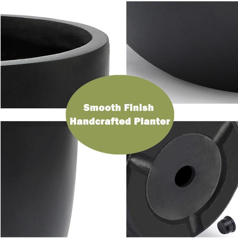 LuxenHome Round Tapered 12.2" H Flower Pot Planter Black