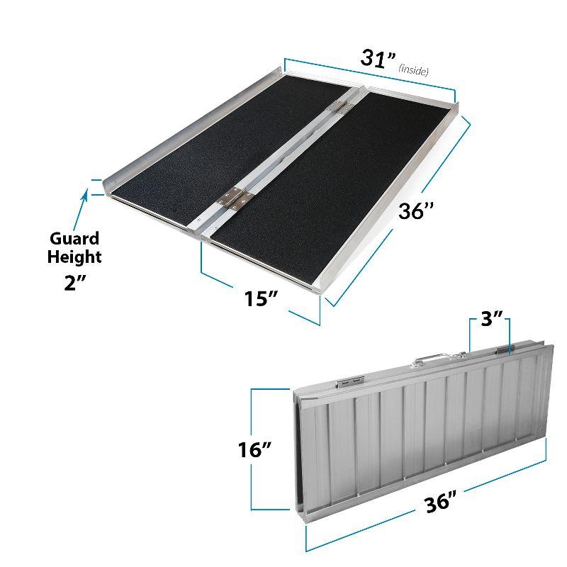 AllCure 3' (36" x 31") Extra Wide Aluminum Foldable Wheelchair Loading Ramp