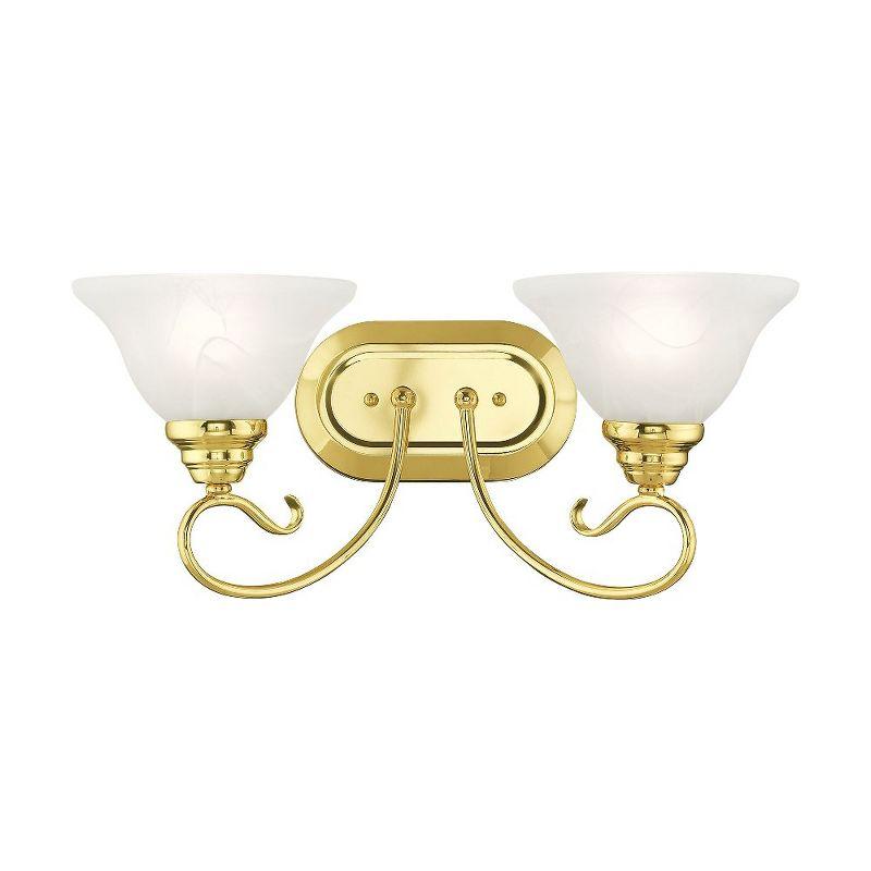 Polished Brass 2-Light Vanity with White Alabaster Glass