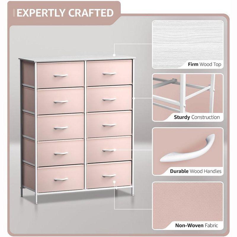 Sorbus Dresser with 10 Drawers - Storage Unit Organizer Chest for Clothes - Bedroom, Room, Nursery, & Closet (Pink)