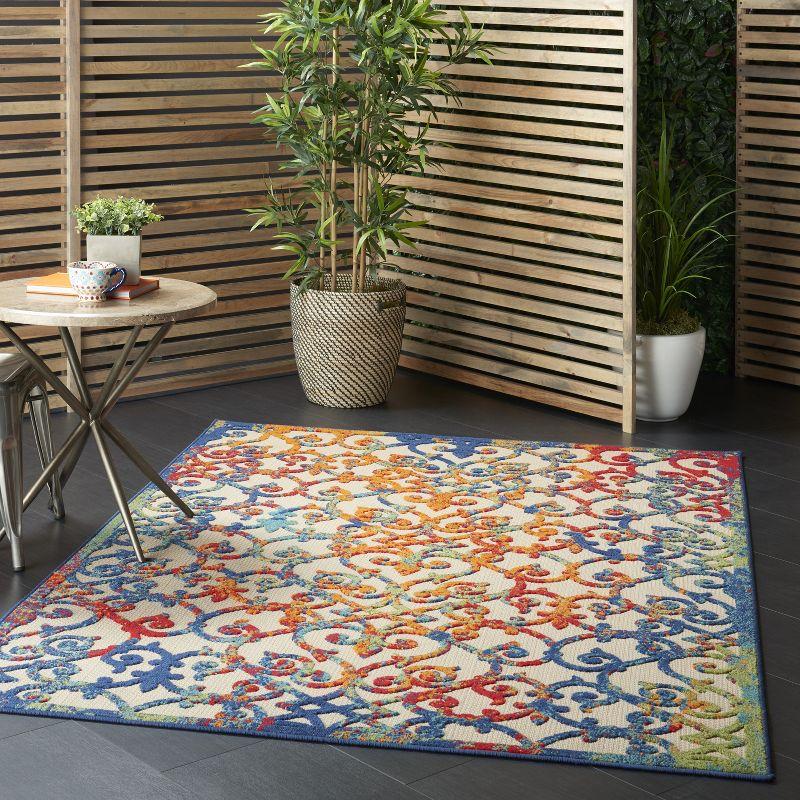Nourison Aloha Contemporary Scroll Flatweave High-Low Indoor Outdoor Area Rug Multicolor 3'6" x 5'6"