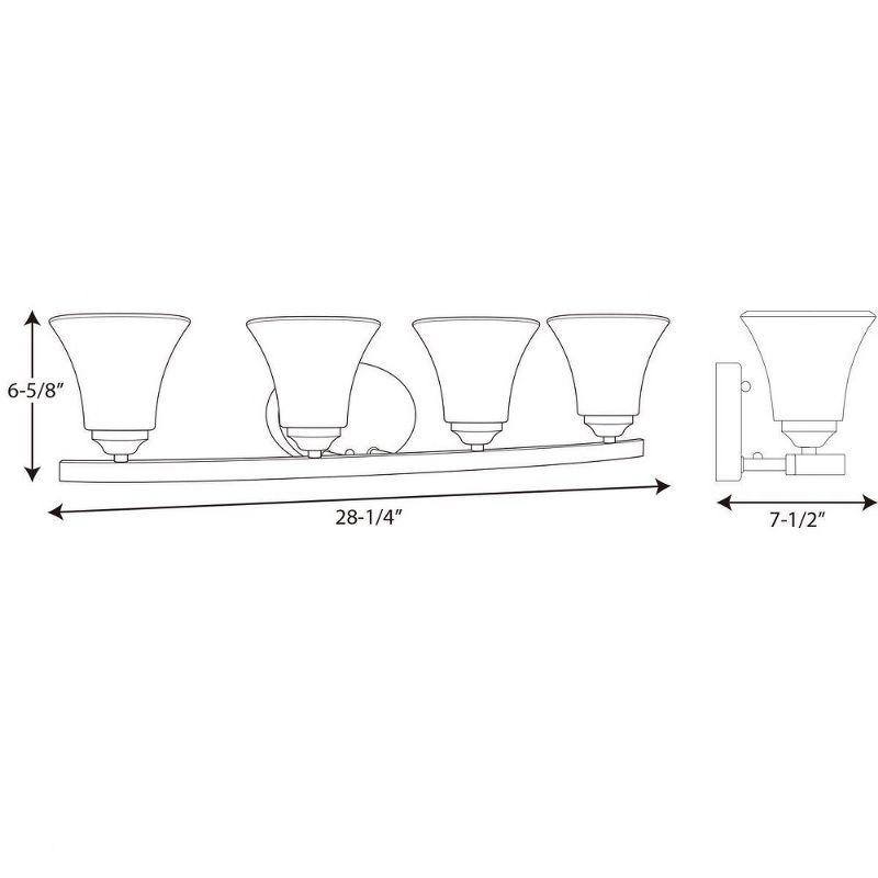 Progress Lighting Adorn 4-Light Wall Light in Brushed Nickel with Etched Glass Shade