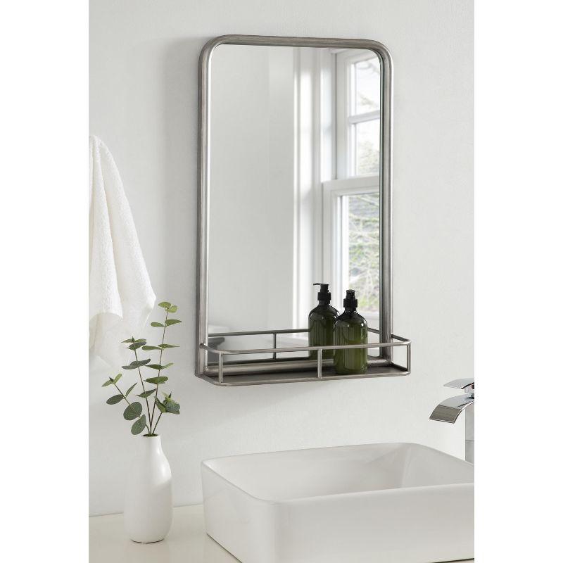 Kate and Laurel Estero Metal Framed Radius Rectangle Wall Mirror with Shelf