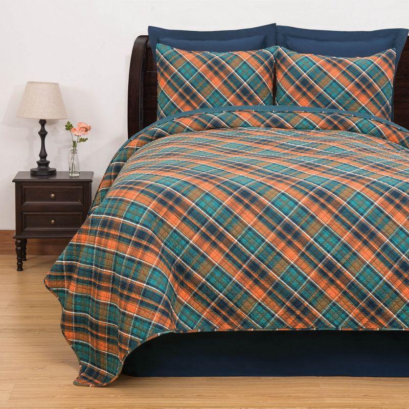 C&F Home Troy Plaid Cotton Quilt Set - Reversible and Machine Washable