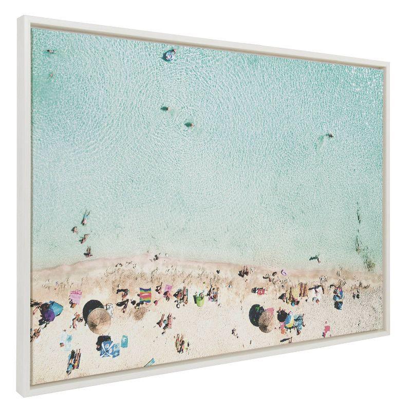 Turquoise Beach Aerial View Framed Canvas Wall Art