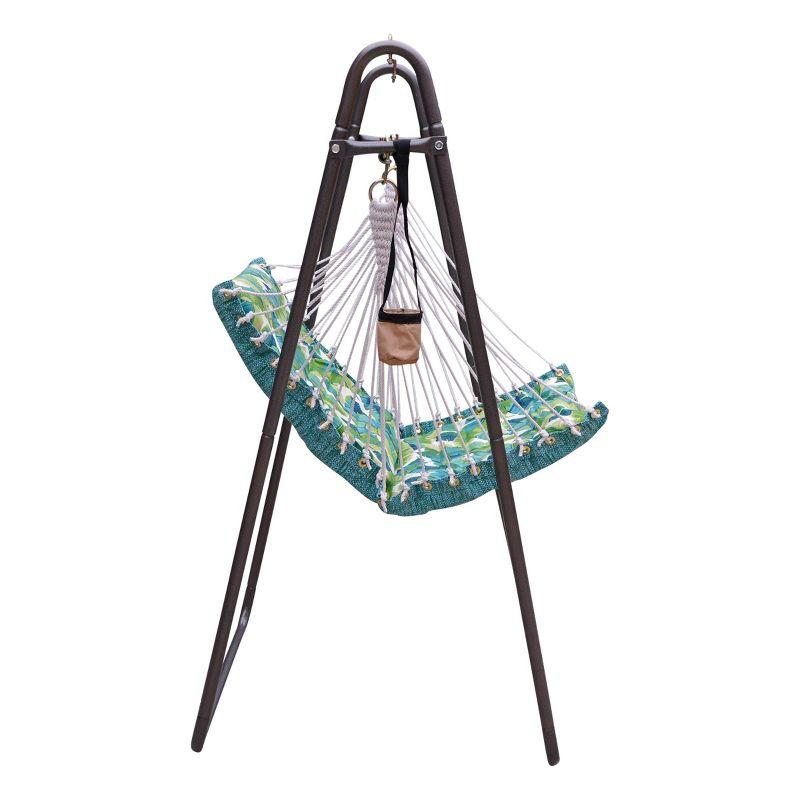 Green Polyester Hanging Chair with Bronze Stand