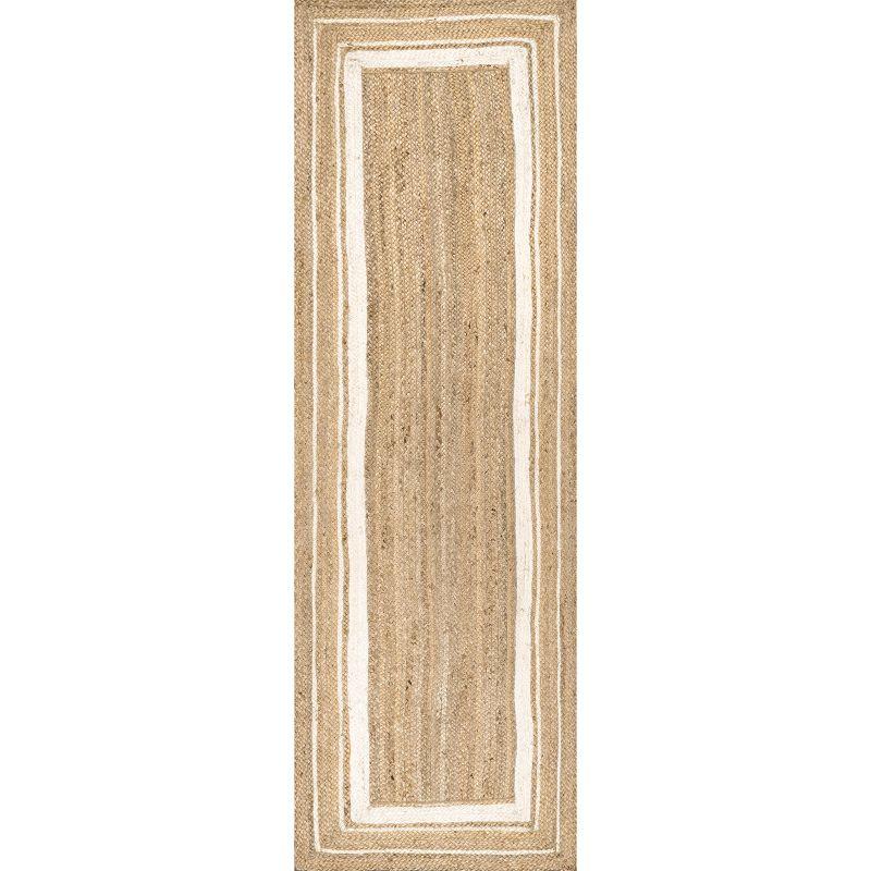 nuLOOM Rikki Coastal Braided Jute Area Rug, Runner 2' 6" x 10', Off White