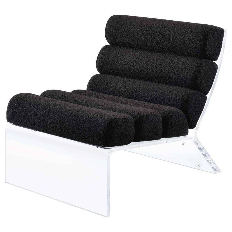 Black Bouclé Upholstered Accent Chair with Clear Acrylic Frame