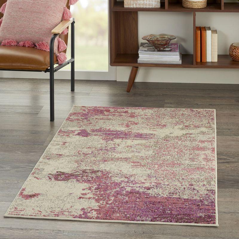 Celestial CES02 Area Rug Colorful Contemporary Abstract By Nourison Ivory/Pink 3' x 5'